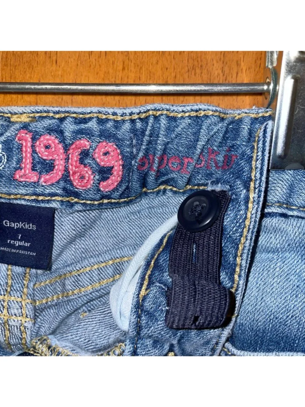 GapKids 1969 Super Skinny Light Wash Denim Jeans Sz 7 Adjustable Waist